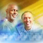 Men smiling.
